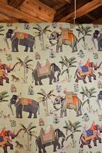 300x280cm! Indiaas textiel met majesteuze olifanten Jaipur