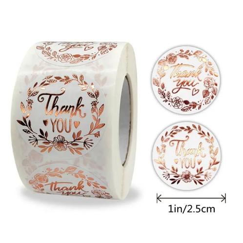 500 stickers labels rol thank you rose rosegold kraft, Maison & Meubles, Accessoires pour la Maison | Plantes & Fleurs artificielles