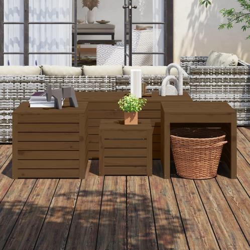 vidaXL 4-delige Tuinboxset massief grenenhout honingbruin, Tuin en Terras, Bergingen en Tuinkasten, Nieuw, Verzenden