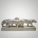 Odyv - sculptuur, Groupe de tigres - 53 cm - Keramiek - 1930