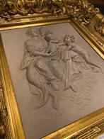 Bloksnijwerk/relief, Scène de famille - 50 cm -