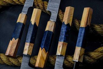 Keukenmes - Chefs knife - Olijfhout, corain en met de hand