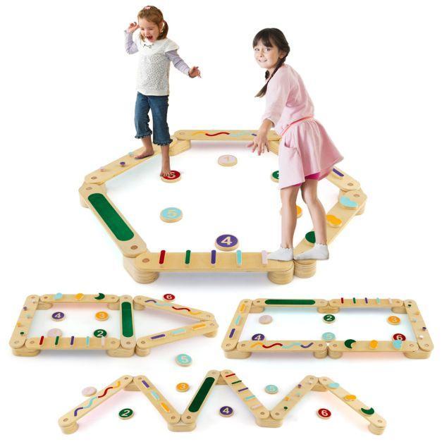 2dekans | Coast Evenwichtsbalkset - Stapstenen - Max 60Kg -, Kinderen en Baby's, Speelgoed | Houten speelgoed, Ophalen of Verzenden