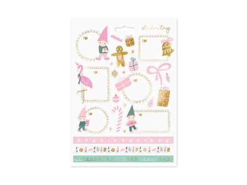 Cadeau Stickers Kerst Roze, Hobby en Vrije tijd, Feestartikelen, Nieuw, Verzenden