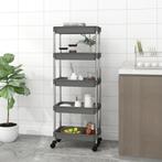 vidaXL Keukentrolley 5-laags 42x29x128 cm ijzer en ABS grijs, Huis en Inrichting, Verzenden, Nieuw