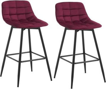 WOLTU  Barkrukken - Barstoelen - Set van 2 - Fluweel - Wijn, Verzenden