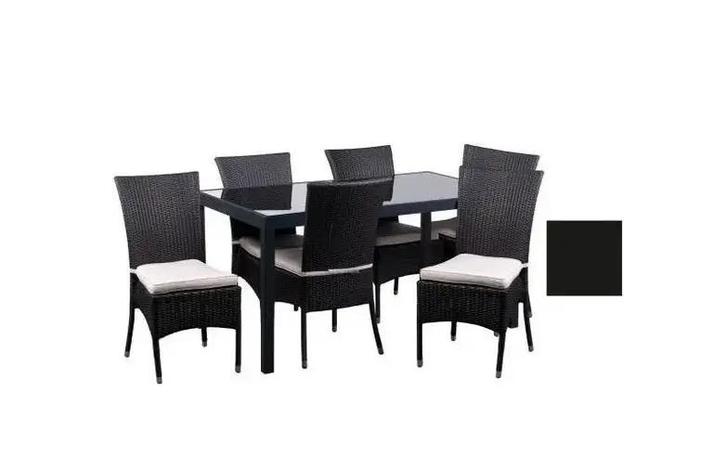 Tuinset - rattan - 6 persoons - zwart (Tuinmeubelen), Tuin en Terras, Tuinsets en Loungesets, Nieuw, Ophalen of Verzenden
