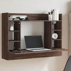 vidaXL Wandbureau 105x48x75 cm bewerkt hout bruin, Huis en Inrichting, Bureaus, Verzenden, Nieuw