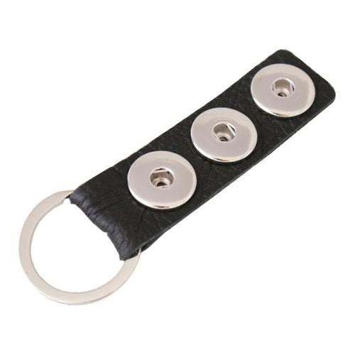 Fako Bijoux - Sleutelhanger - Leder - Click Buttons - Zwart, Verzamelen, Sleutelhangers, Verzenden