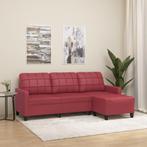 vidaXL Driezitsbank met voetenbank 180 cm kunstleer wijnrood, Huis en Inrichting, Verzenden, Nieuw