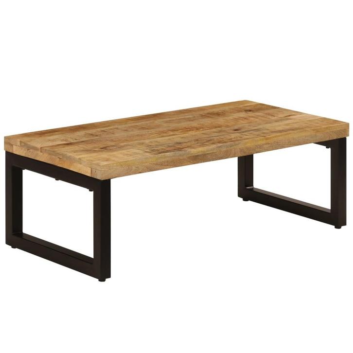 vidaXL Salontafel 100x50x35 cm massief mangohout en staal, Maison & Meubles, Tables | Tables de salon, Envoi