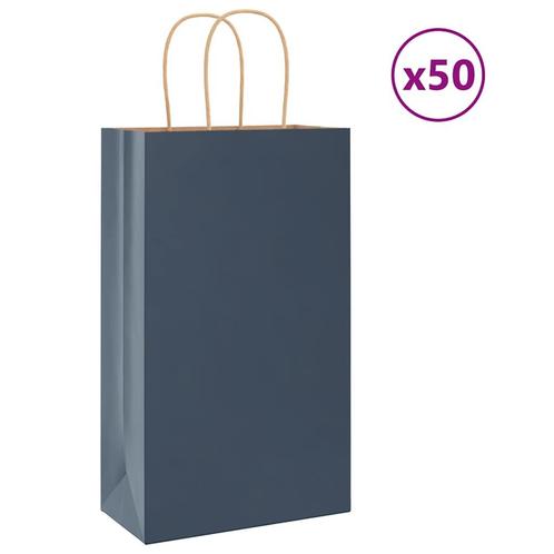 vidaXL Papieren zakken 50 st met hengsels 21x11x36 cm blauw, Diversen, Cadeauverpakkingen, Nieuw, Verzenden