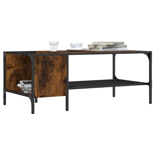 vidaXL Salontafel met rek 100x51x40 cm bewerkt hout gerookt, Huis en Inrichting, Tafels | Salontafels, Nieuw, Verzenden