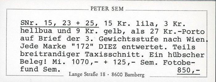 Thurn und Taxis 1862 - Zeldzame 27 Kr. Frankatuur op brief, Timbres & Monnaies, Timbres | Europe | Allemagne