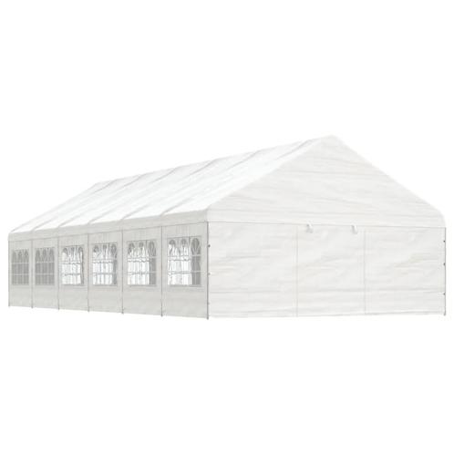 vidaXL Prieel met dak 13,38x5,88x3,75 m polyetheen wit, Tuin en Terras, Partytenten, Nieuw, Verzenden