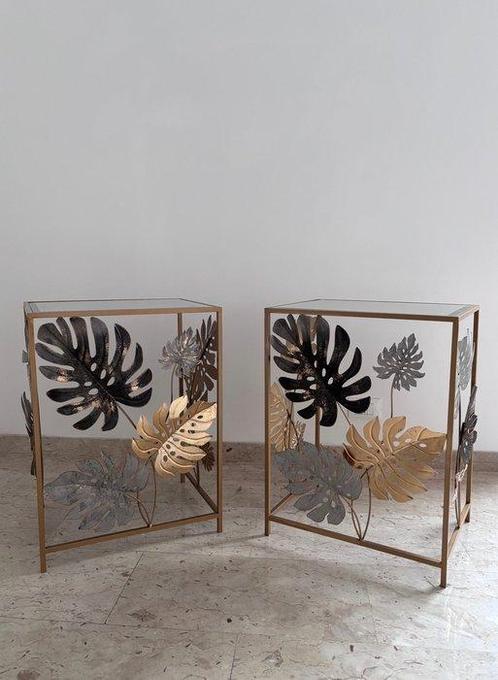 Bijzettafel - Spiegelglas - Set van twee salontafels van, Antiek en Kunst, Kunst | Designobjecten