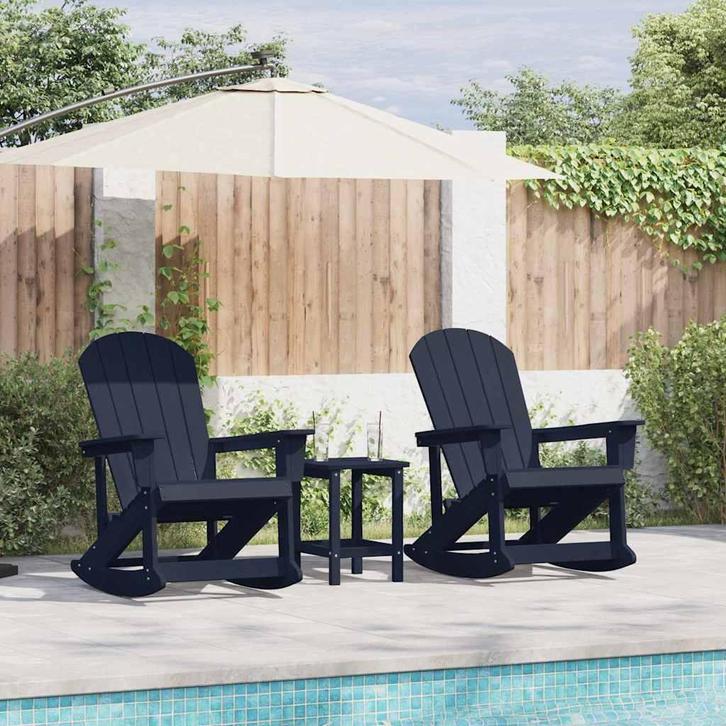 vidaXL Adirondack Schommelstoelen 2 pcs Marineblauw HDPE, Tuin en Terras, Tuinsets en Loungesets, Nieuw, Verzenden