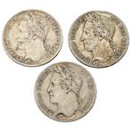 België. Leopold I (1831-1865). 5 Francs 1847/1849 (3 stuks), Postzegels en Munten