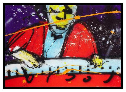 Herman Brood | Giclée: The Pianoman | Afmeting: 85cm x 120cm, Antiquités & Art, Art | Lithographies & Sérigraphies, Enlèvement ou Envoi