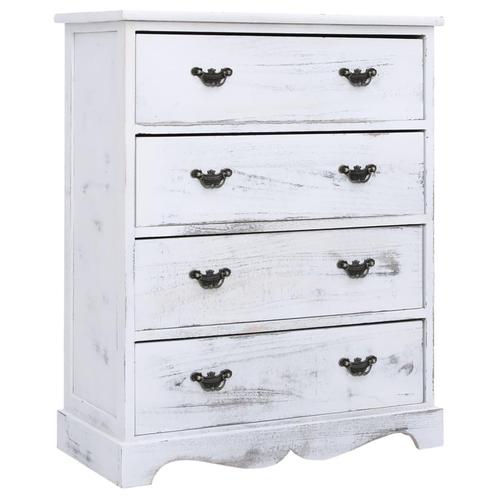 vidaXL Ladekast 60x30x75 cm hout wit, Huis en Inrichting, Kasten | Dressoirs, Nieuw, Verzenden