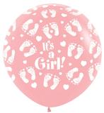 Ballonnen Its a Girl Footprint Pink 91cm 2st, Verzenden