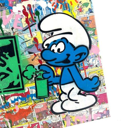 Koen Betjes - Smurfs x Obey x I’m Yours x StreetArt (canvas), Antiek en Kunst, Kunst | Schilderijen | Modern