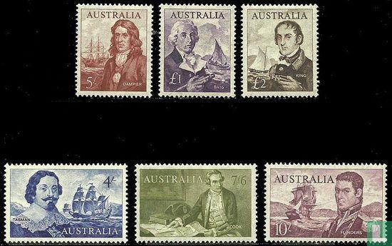 Australië - Bekende zeevaarders - 1963, Postzegels en Munten, Postzegels | Oceanië, Postfris, Verzenden