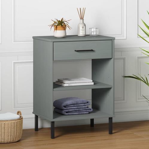 vidaXL Armoire console avec pieds en métal Gris Bois pin, Maison & Meubles, Tables | Tables de salon, Neuf, Envoi