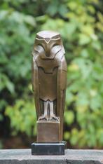 onbekend - Sculpture, zware bronzen uil - 33 cm - marbre