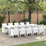 vidaXL Tuin Eettafel Set met kussen 11 pcs Wit Poly rattan &, Tuin en Terras, Verzenden, Nieuw