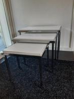 Set bijzettafels - Chroom, Hout - Drie bijzettafeltjes