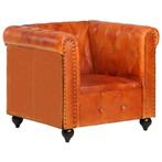 vidaXL Fauteuil Chesterfield Brun roux Cuir véritable, Huis en Inrichting, Verzenden