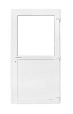 PVC Kunstsof Deur wit 1/2 glas Premium b120 x h208 cm L., Ophalen of Verzenden, Buitendeur