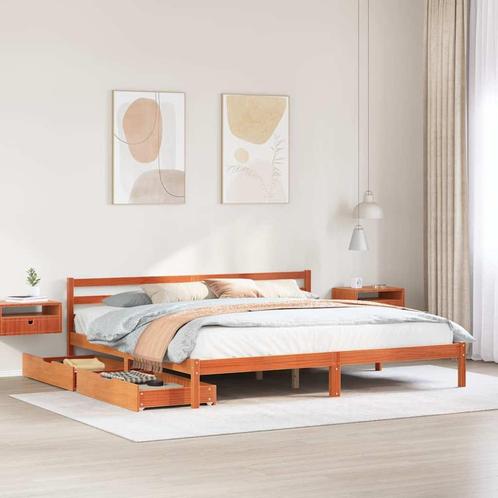 vidaXL Bedframe zonder matras massief grenenhout wasbruin, Huis en Inrichting, Slaapkamer | Bedden, Nieuw, Verzenden