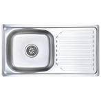 Gootsteen RVS 75cm + Afvoer | Retour Deal | -35%, Verzenden, Nieuw, Inox, Wastafel
