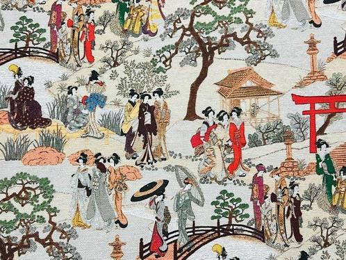 Elégance orientale : le tissu Japanese Walk pour un, Antiek en Kunst, Antiek | Tapijten, Tafelkleden en Textiel