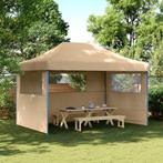 vidaXL Partytent inklapbaar pop-up met 3 zijwanden beige, Tuin en Terras, Verzenden, Nieuw