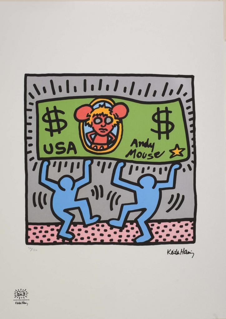 Keith Haring – Offset Lithografie, 50×70 cm, Gecertificeerd, Antiek en Kunst, Kunst | Litho's en Zeefdrukken