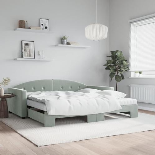 vidaXL Slaapbank onderschuifbed matrassen 100x200cm fluweel, Huis en Inrichting, Slaapkamer | Bedden, Nieuw, Verzenden