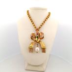 Collier avec pendentif - 12 carats Or jaune Perle - Émeraude