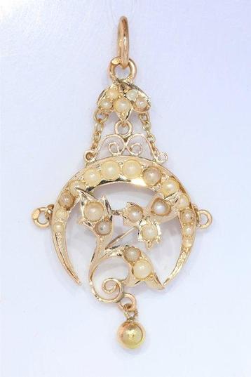 Pendentif - 14 carats Or rose - Perle - Vintage antique 1910