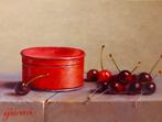 Hans Habraken (1946) - Rood doosje en kersen, Antiquités & Art, Art | Peinture | Moderne