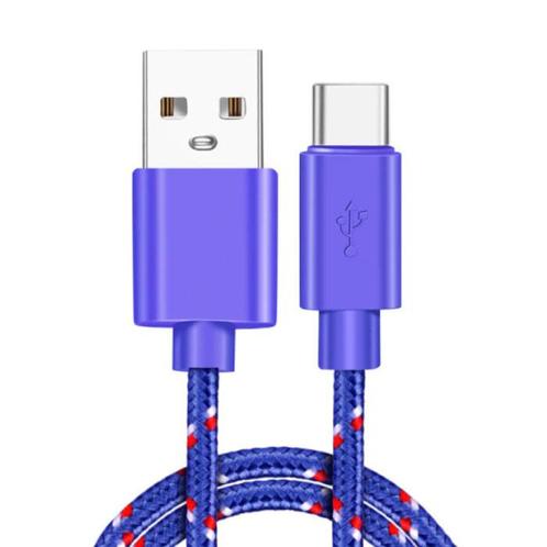 USB-C Oplaadkabel 3 Meter Gevlochten Nylon - Tangle, Telecommunicatie, Mobiele telefoons | Telefoon-opladers, Nieuw, Verzenden