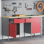 vidaXL 3-delige Werk kabinet en Tafel Set Rood Geengineerd, Verzenden, Nieuw