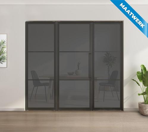 Enkele stalen taatsdeur met glaspaneel, 3 vlaks, rook glas, Doe-het-zelf en Bouw, Deuren en Vliegenramen, Overige typen, Nieuw