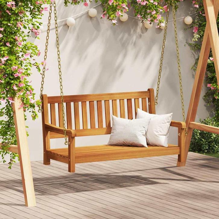 vidaXL Schommelbank Bruin 110 x 56 x 58.5 cm Massief Acacia, Tuin en Terras, Tuinsets en Loungesets, Nieuw, Verzenden