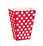 Rode Popcorn Bakjes Witte Stippen 13,7cm 8st, Nieuw, Verzenden