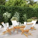vidaXL Tuinstoelen 4 st inklapbaar massief hout en stof, Tuin en Terras, Tuinstoelen, Verzenden, Nieuw