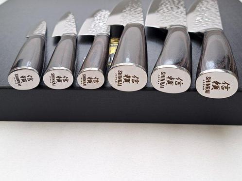 Shinrai Japan - 6 Piece professional knives set - Hammered, Antiek en Kunst, Antiek | Keukengerei