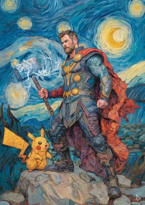 ANDSAL - (LOT of 2) Van Gogh Tribute Pikachu with Thor and, Games en Spelcomputers, Spelcomputers | Overige Accessoires